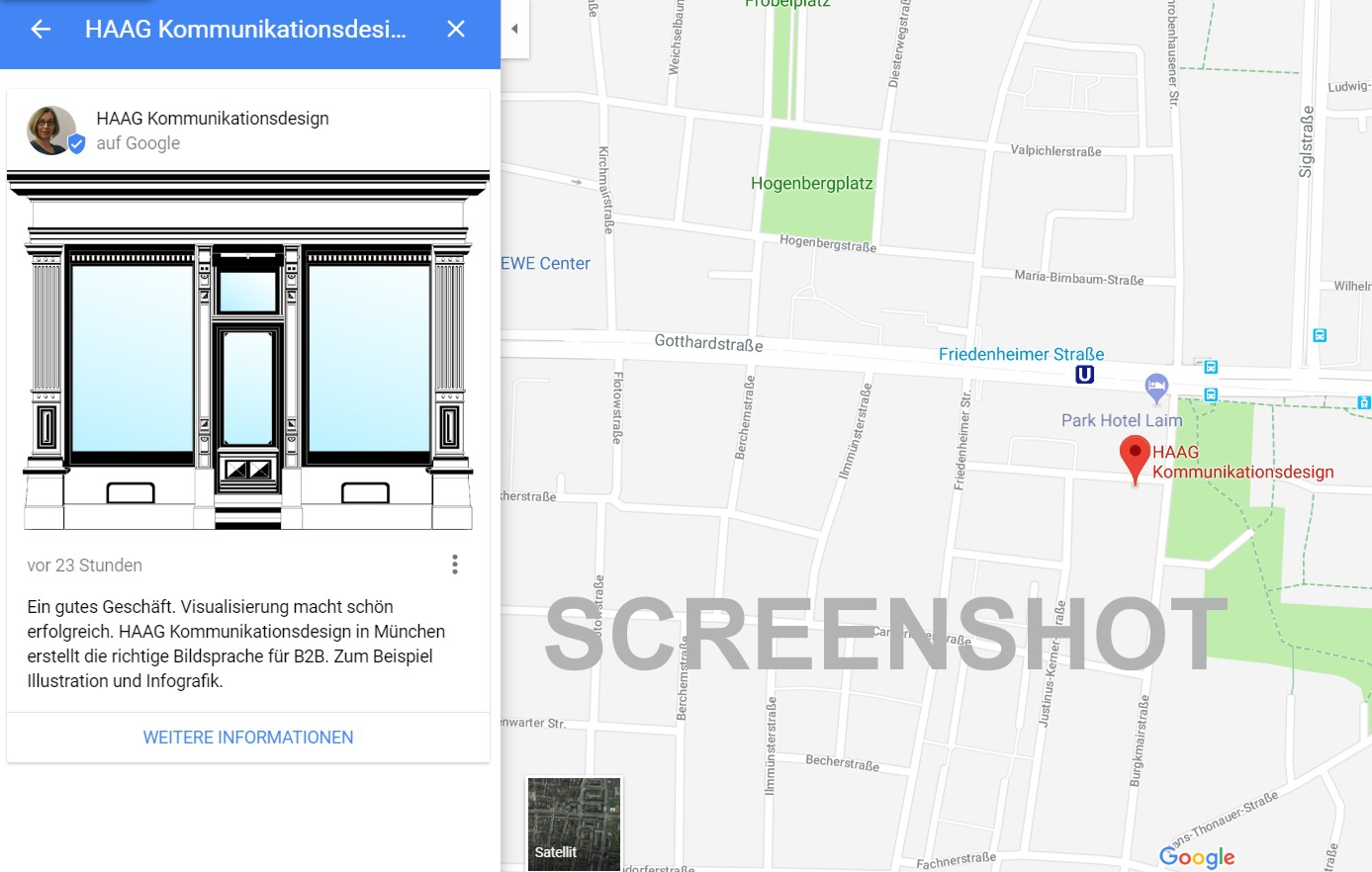 Screenshot Google my business Beiträge von HAAG Kommunikationsdesign | Webdesign